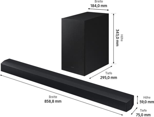 Samsung HW-C460G - Soundbar system - 2.1 kanal - trådløs - Bluetooth - USB - Titanium Sort (HW-C460G/ZG)