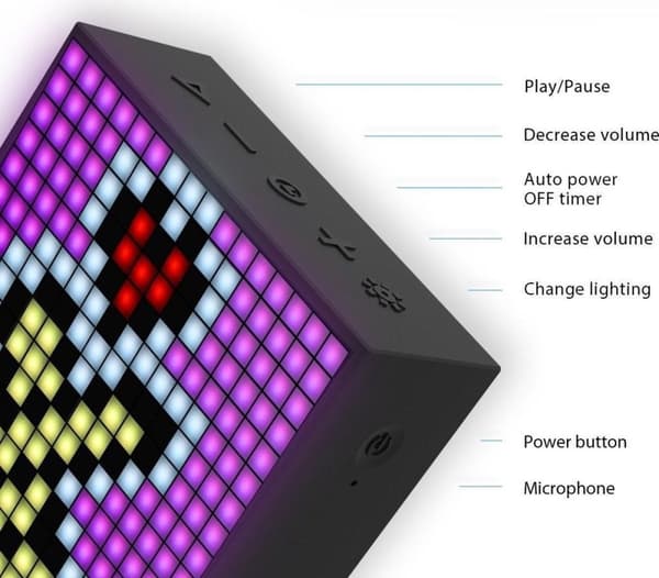 divoom Timebox-Evo Pixelart -kaiutin - musta herätyskello