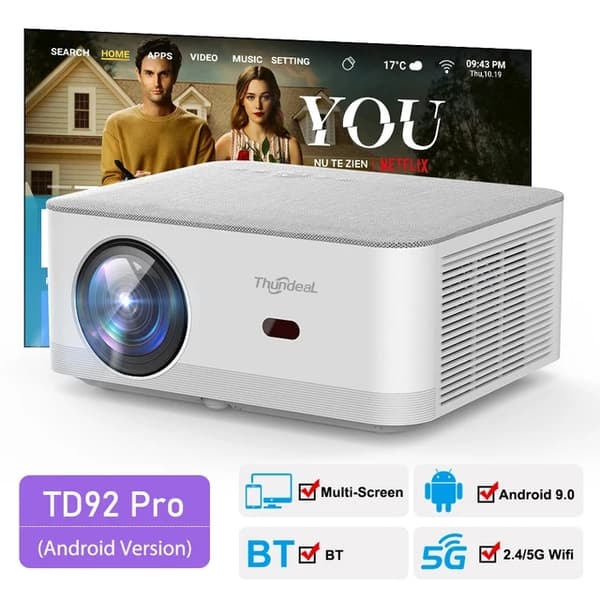 Mini Projektor, Full HD 1080P Upplösning, 5G WiFi Anslutning, Android-versionen