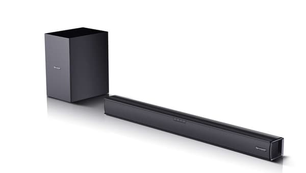 Skarp | HT-SBW182 2.1 Slim Soundbar | AUX i | Bluetooth | Sort | HDMI, optisk, Bluetooth | 160 W | Tja | Trådløs forbindelse