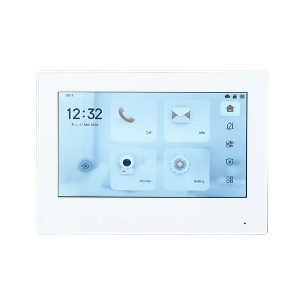 Indendørs monitor, 7 tommer touchskærm, video dørtelefon, med hvidt logo