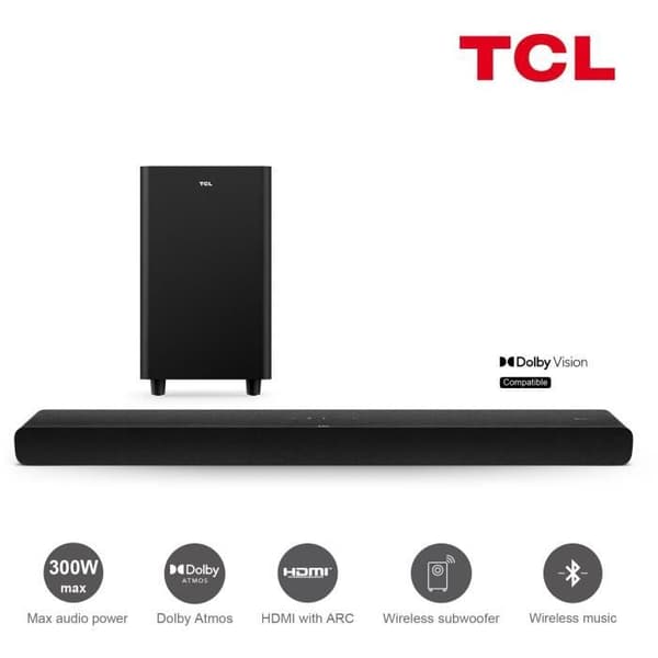 TCL TS8212 - 2.1.2 soundbar - Trådlös subwoofer - Dolby Atmos - HDMI eARC - Bluetooth - 300W