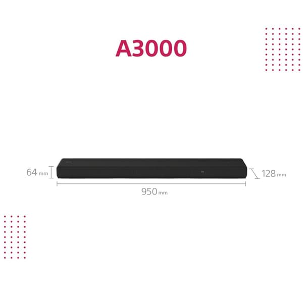 Sony HT-A3000 - Soundbar - 3.1 kanal - trådløs - Wi-Fi, Bluetooth (HTA3000.CEL)