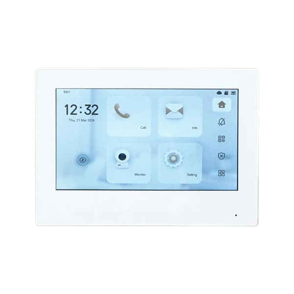 Indendørs monitor, 7 tommer touchskærm, video dørtelefon, med hvidt logo