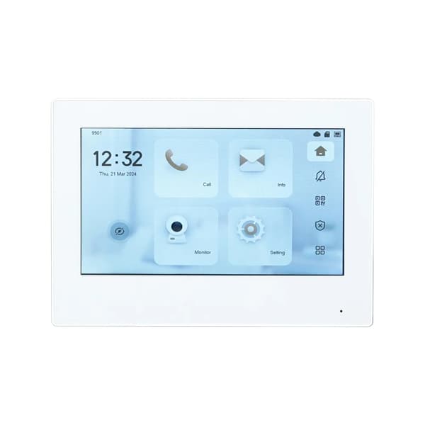 Indendørs monitor, 7 tommer touchskærm, video dørtelefon, med hvidt logo