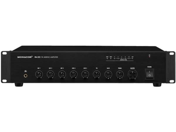 Monacor PA-312, 1,0 kanavaa, 0,5 %, 80 dB, 50 - 16000 Hz, XLR / RCA, 6,3 mm