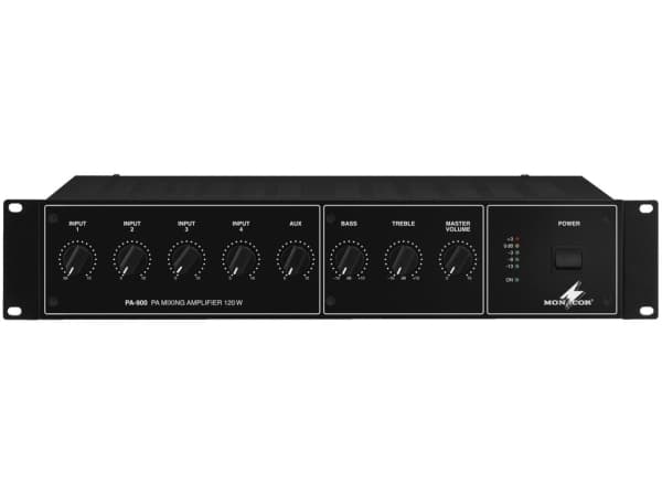 Monacor PA-900, 2%, 92 dB, 4 ohmia (O), 120 W, 50 - 15000 Hz, XLR / RCA