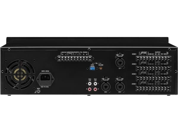 Monacor PA-4040, 5.0-kanavainen, 65 W, 1%, 75 dB, 50 - 17000 Hz, puristusliitännät