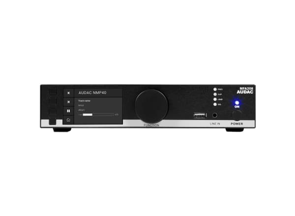 AUDAC MFA208, 2,0 kanavaa, D, 0,05%, 90 dB, 4, 8, 16 ohmia (O), 40 W