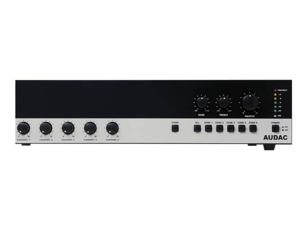 Audac COM24 - Mikserforsterker - med strømforsyning - 6-kanals - 240 watt - kan monteres i rack