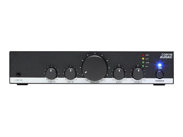 Audac COM108 - Mikserforsterker - med strømforsyning - 2-kanalers - 80 watt - kan monteres i rack