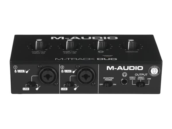 M-AUDIO M-Track Duo USB-ljudgränssnitt Crystal Förförstärkare 16 bit 48 kHz Svart