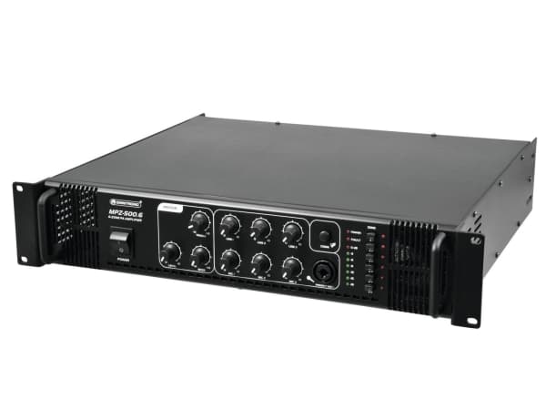 Omnitronic MPZ-500.6, 500 W, A/B, 0,5%, 85 dB, 80 - 16000 Hz, klämanslutningar