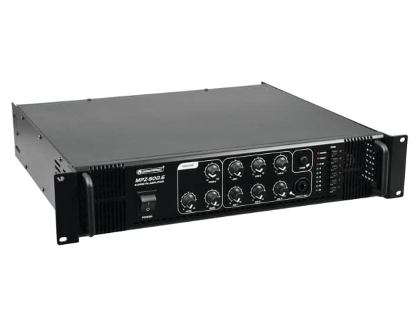 Omnitronic MPZ-500.6, 500 W, A/B, 0,5%, 85 dB, 80 - 16000 Hz, klämanslutningar