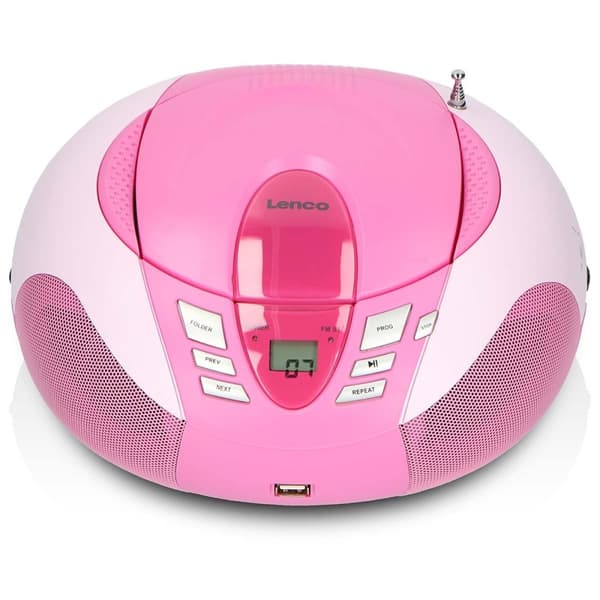 Lenco SCD-37 USB Pink Portable FM Radio CD and USB player Pink