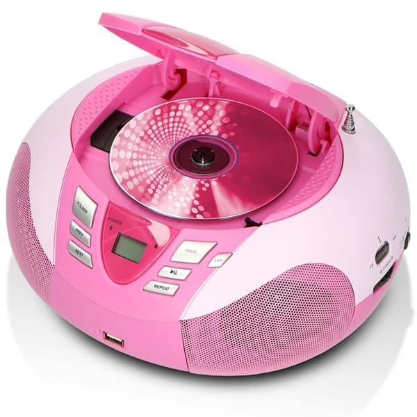 Lenco SCD-37 USB Pink Portable FM Radio CD and USB player Pink