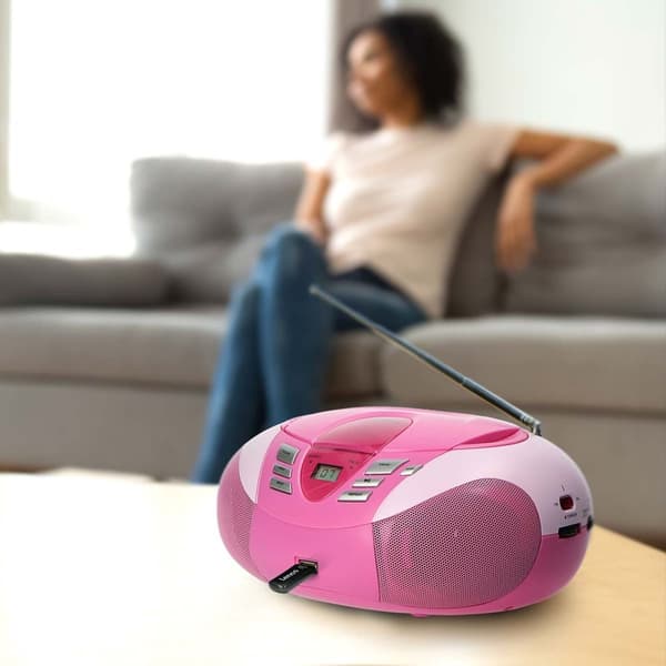 Lenco SCD-37 USB Pink Portable FM Radio CD and USB player Pink
