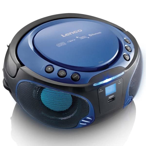 Lenco SCD-550BU Bærbar FM-radio CD/MP3/USB/Bluetooth®-afspiller med LED-belysning Blå