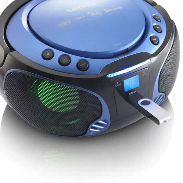 Lenco SCD-550BU Bærbar FM-radio CD/MP3/USB/Bluetooth®-afspiller med LED-belysning Blå