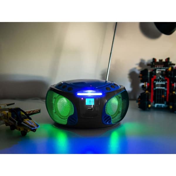 Lenco SCD-550BU Bærbar FM-radio CD/MP3/USB/Bluetooth®-afspiller med LED-belysning Blå