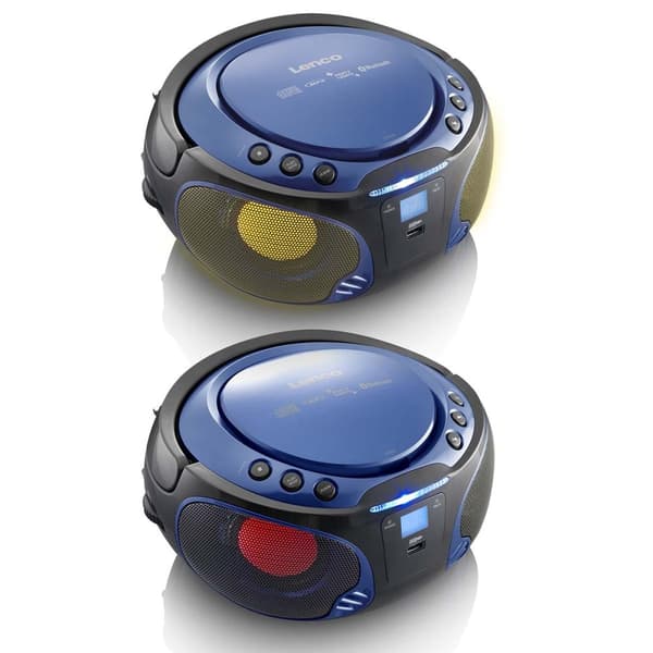 Lenco SCD-550BU Bærbar FM-radio CD/MP3/USB/Bluetooth®-afspiller med LED-belysning Blå