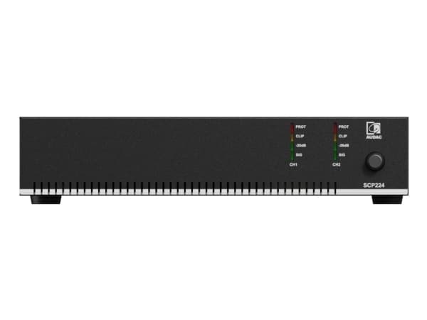 Audac AUDAC SCP224 Kompakti kaksikanavainen tehovahvistin 2 x 240 W (4 Ohm) / 480 W (70/100 V)
