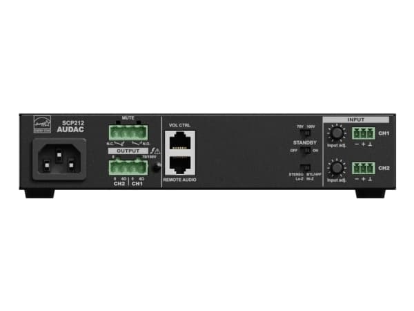 AUDAC SCP212, 2.0 kanaler, 120 W, D, 0,05%, 95 dB, 120 W