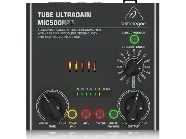 Behringer MIC500USB, Svart, USB Typ B, 1 A, 12 V, 1 styck
