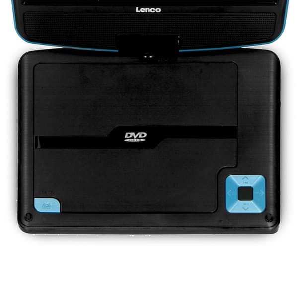 Lenco Bærbar 9" dvd-afspiller med USB-hovedtelefoner og monteringsbeslag Blå / Sort