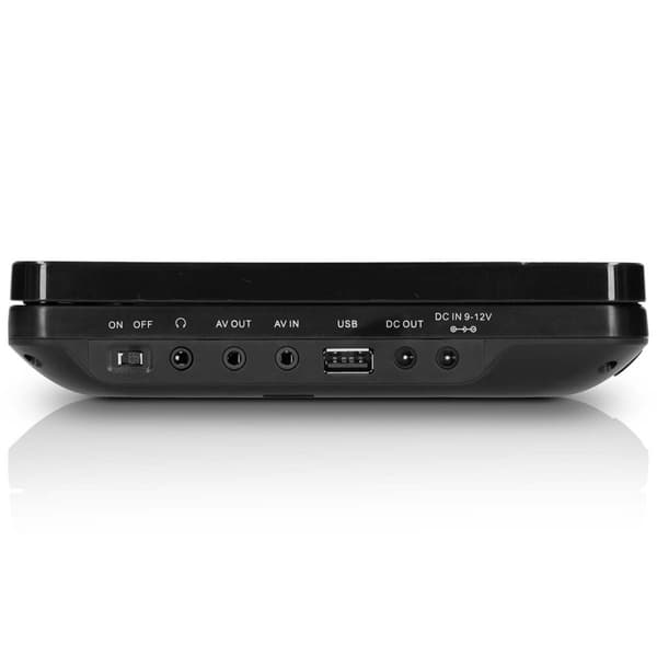 Lenco 2x 9" bærbar DVD-afspiller med USB SD indbygget batteri hovedtelefoner og beslag Sort