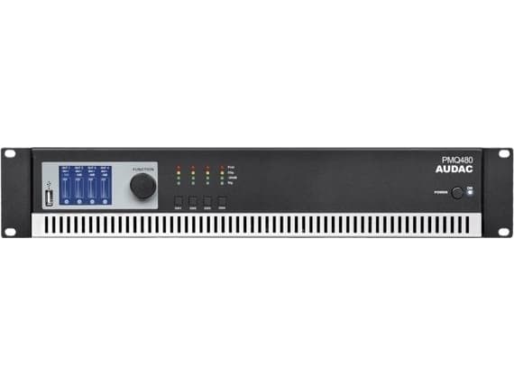 AUDAC AV-lähetysjärjestelmä AUDAC PMQ480 Nelikanavainen tehovahvistin WaveDynamics™-tuella, 70 V/100 V