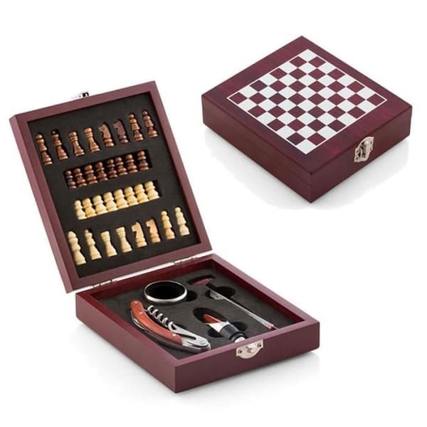 SHOP-STORY - Vin- och schacktillbehörsset i kartong (37 delar) Perfekt present till vin- och schackfans