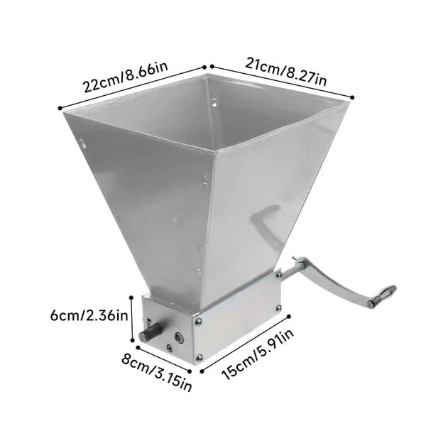 Manuel kornmølle, justerbar rulleafstand, 4L kapacitet,Sølv