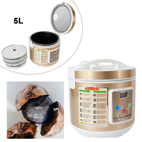 Sort Hvidløg Fermentator, 5L Kapacitet, 90W Effekt,Guld