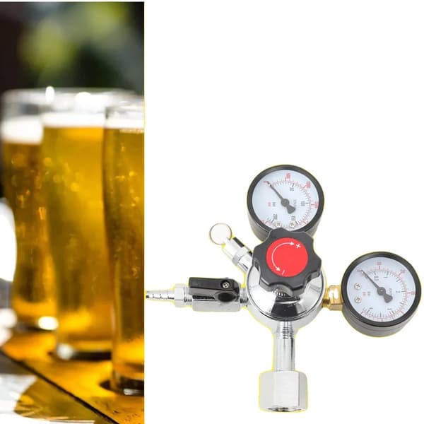 Kuldioxidtrykregulator, Dobbeltmanometre, Maksimalt Tryk 4,5 Bar, Alsidig Drikkevarekompatibilitet