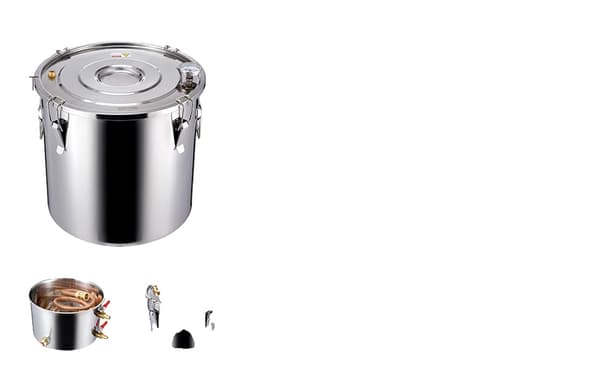 Alkohol Destillator, Rustfrit Stål, Dobbelt Display Termometer,DTDB-50L-Ukobberrør
