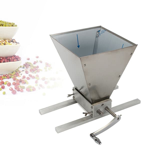 Manuel Maltmølle Crusher, Holdbare Rustfrit Stål Ruller, Justerbar Mølleafstand,Sølv