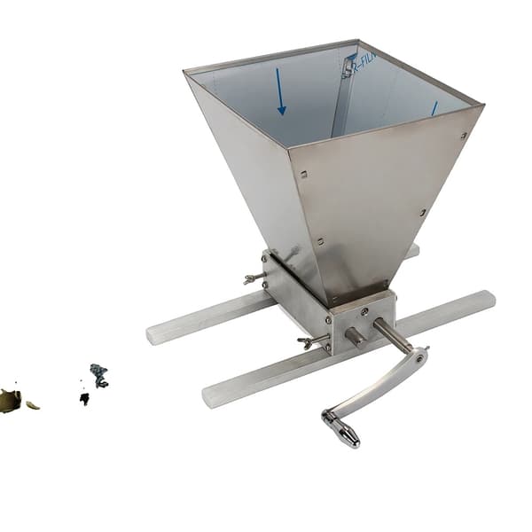 Manuel Maltmølle Crusher, Holdbare Rustfrit Stål Ruller, Justerbar Mølleafstand,Sølv