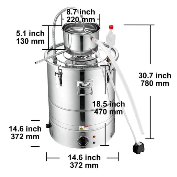 Alkohol Destillator, 2800W Effekt, Rostfritt Stål Konstruktion,30L