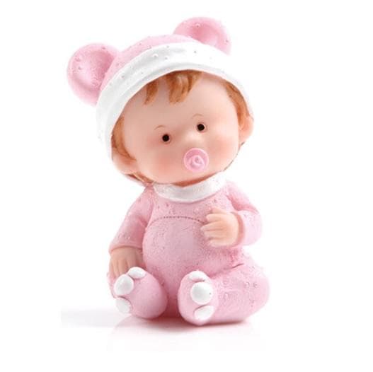 Gullig Rosa Babyfigur 1st Cake Topper Polystone