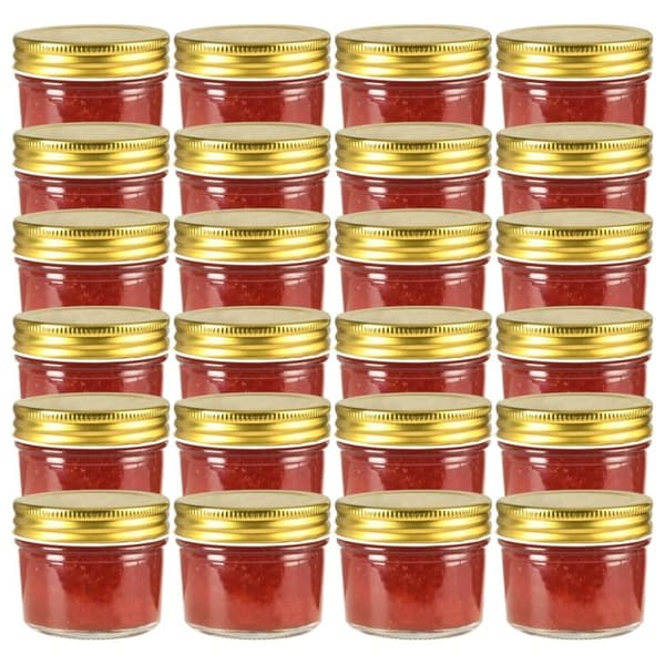 vidaXL syltetøjsglas 24 stk. med guldfarvet låg 110 ml