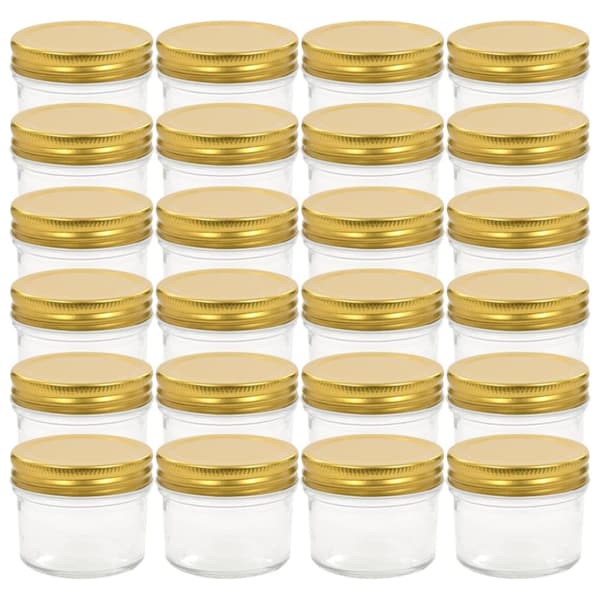 vidaXL Syltburkar i glas med guldfärgade lock 24 st 110 ml