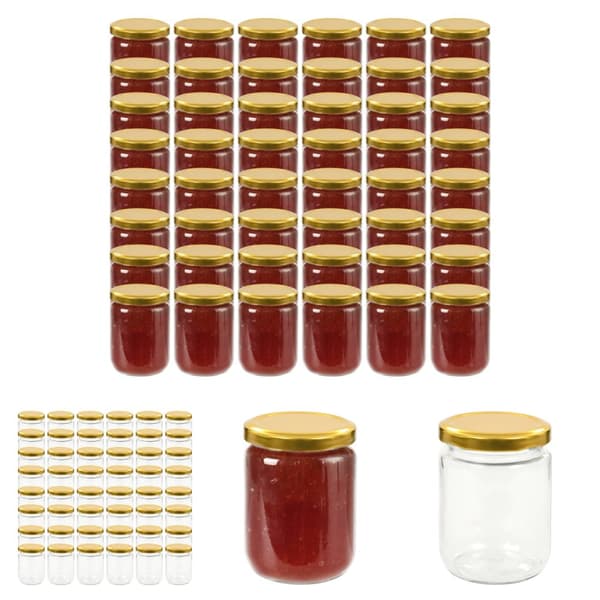 The Living Store Syltburkar i glas med guldfärgade lock 48 st 230 ml -  Honungsburkar