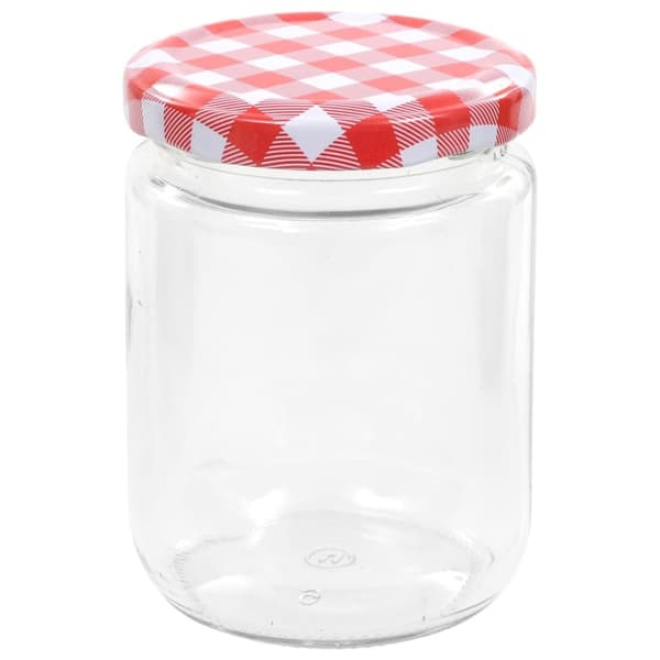 Honningkrukker - Living syltetøjsglas 96 stk. med hvide og røde låg 230 ml