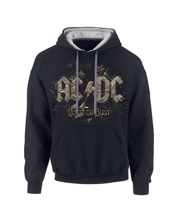 AC/DC Rock or bust  Black and grey mens Hoodie