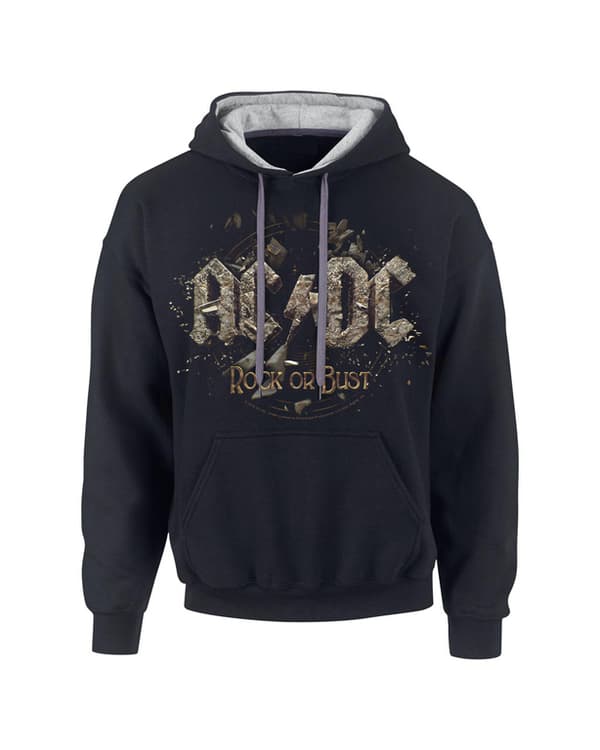 AC/DC Rock or bust  Black and grey mens Hoodie