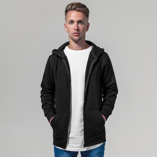 Build Your Brand Mens Heavy Zip Up Hoodie