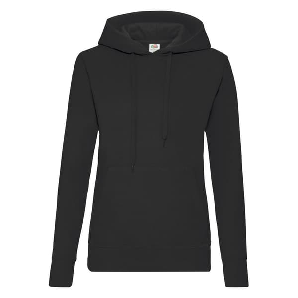 Fruit Of The Loom Ladies Lady Fit Hooded Sweatshirt / Hoodie Black S Fruit Of The Loom Ladies Lady Fit Hooded Sweatshirt / Hoodie Black S