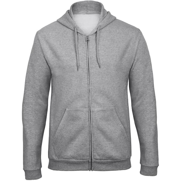 B&C Adults Unisex ID.205 50/50 Full Zip Hooded Sweatshirt Heather Grey S