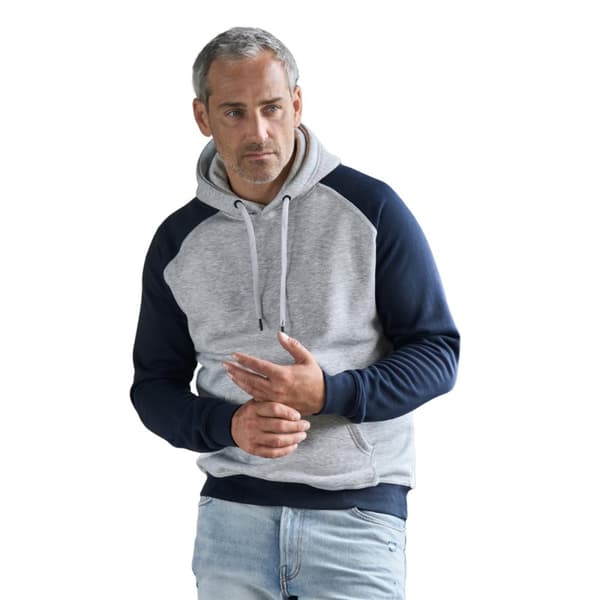 Tee Jays Mens Two Tone Raglan Hooded Sweatshirt